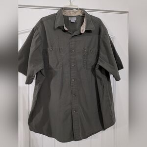 Carhartt Men's Utility Tradesman Button Up Green Work Shirt Short Sleeve
